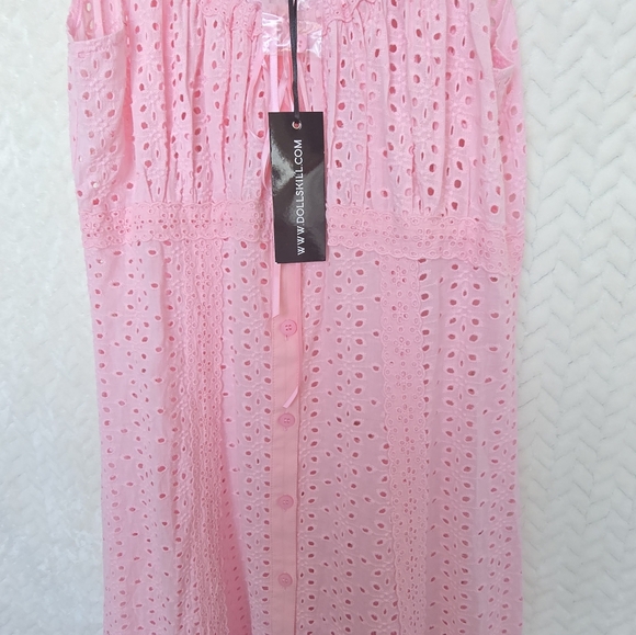 DOLLS KILL - Delia's Pink Eyelet Maxi Dress - Picture 4 of 11